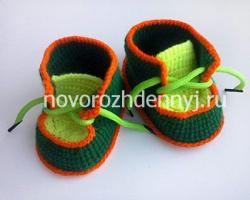 Пинетки-ботиночки спицами с пошаговым описанием вязания и схемами